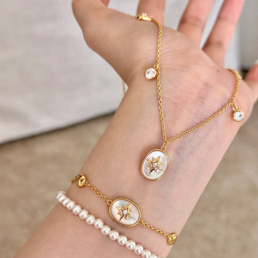 Natural Beimu star chart, shell star necklace, bracelet set