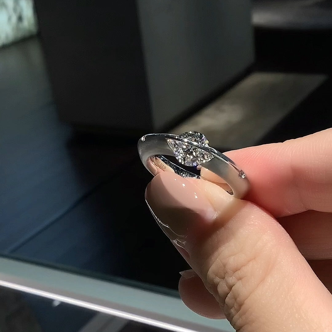 S925 sterling silver shining universe Star rotatable diamond ring