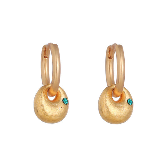 Emerald zircon necklace sand gold earrings