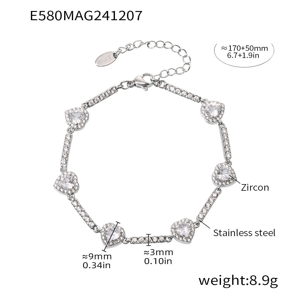 Stainless Steel Handmade Inlaid Super Flash Geometric Zircon Gestar Bracelet