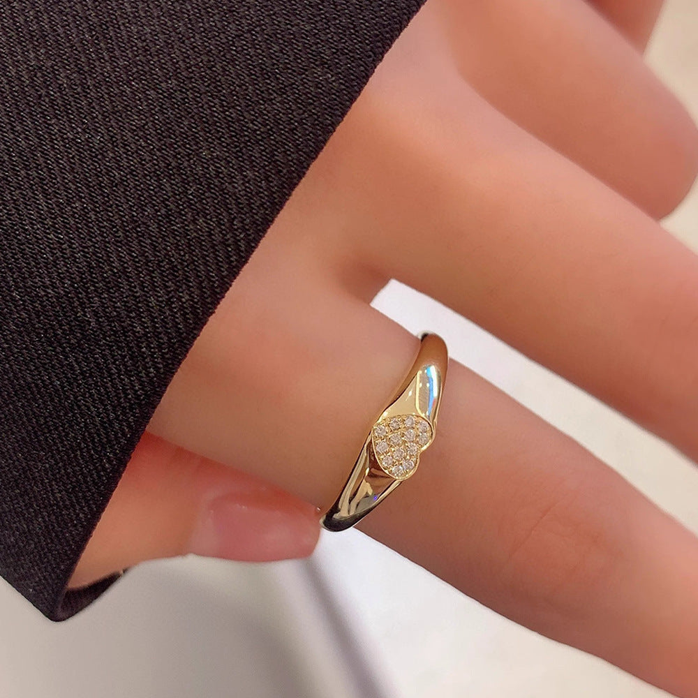 S925 pure silver heart ring