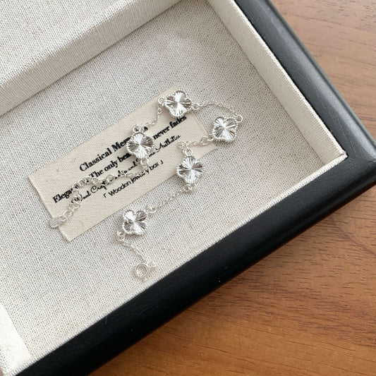 S925 Sterling Silver Laser Four-leaf Clover Bracelet