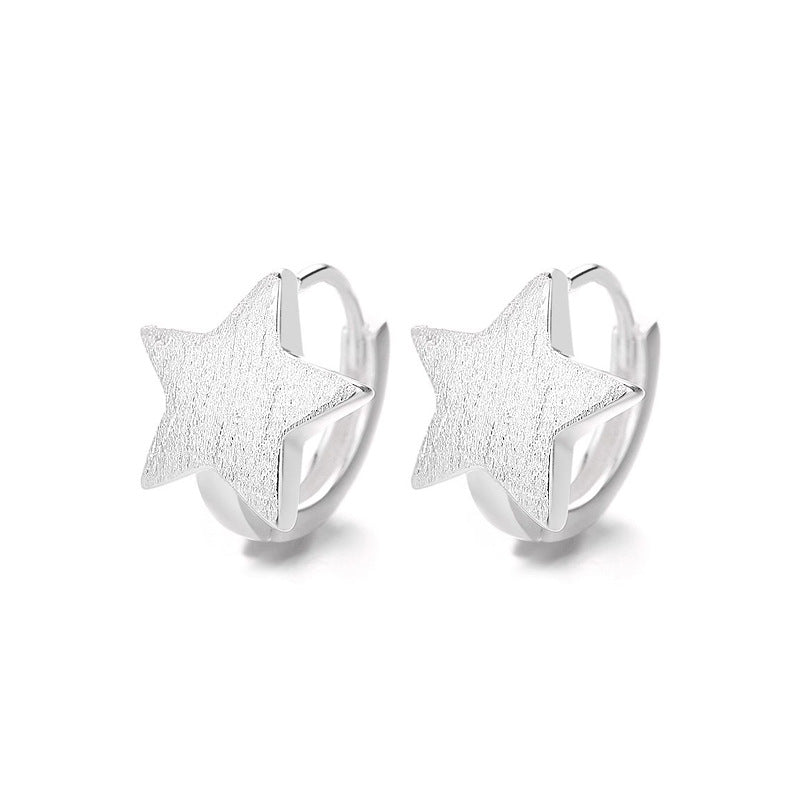 s925 sterling silver cute brushed star earrings