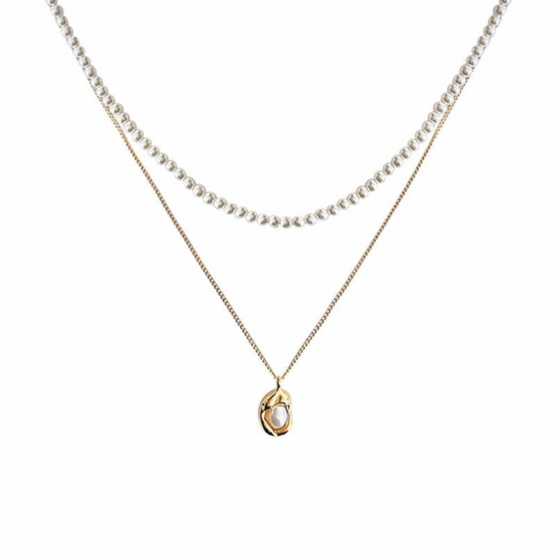 Double layered pea and pearl necklace