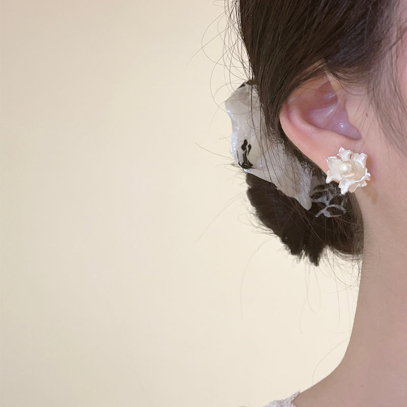 S925 Sterling Silver Pure White Jasmine Earrings