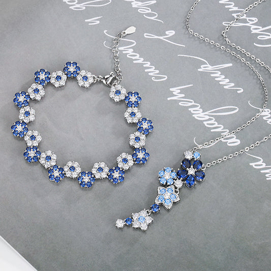 Zircon Flower Bracelet Necklaces suit