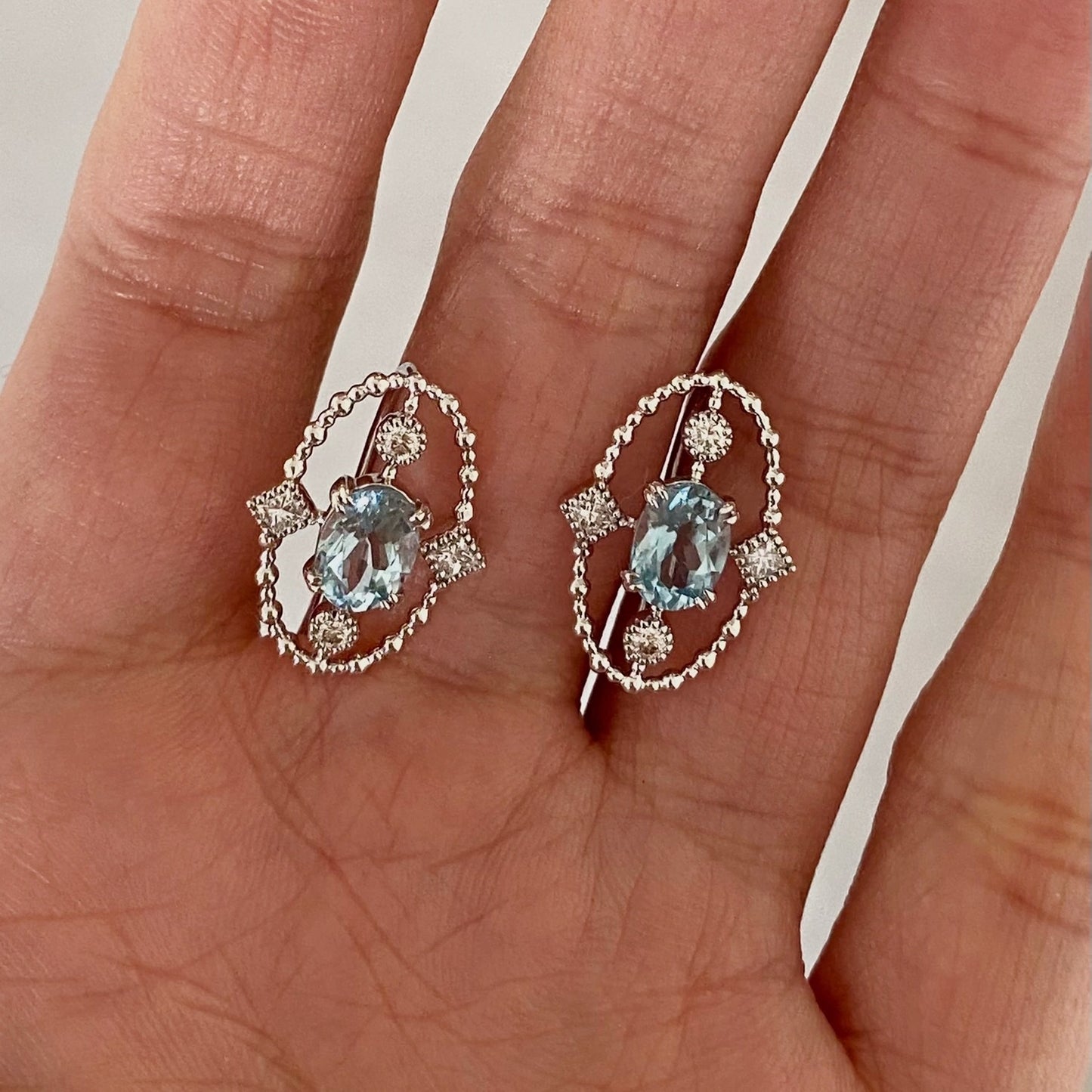 S925 sterling silver palaiba lace navy blue treasure Topaz ring stud earrings suit