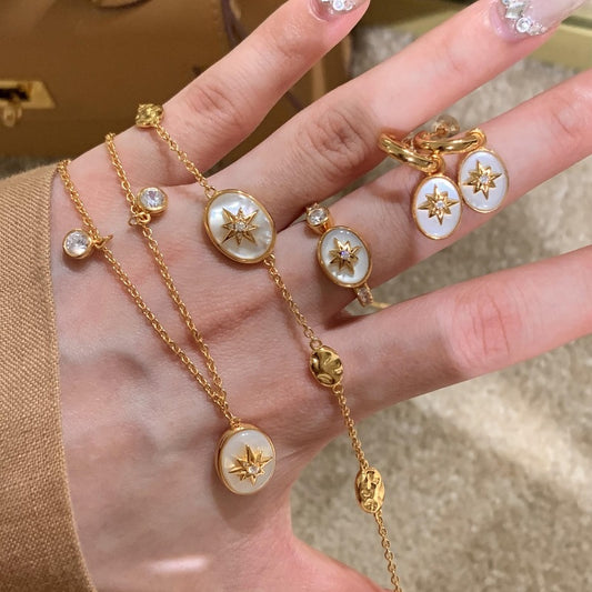 Gem Eight Star  Necklace Bracelet Ring suit