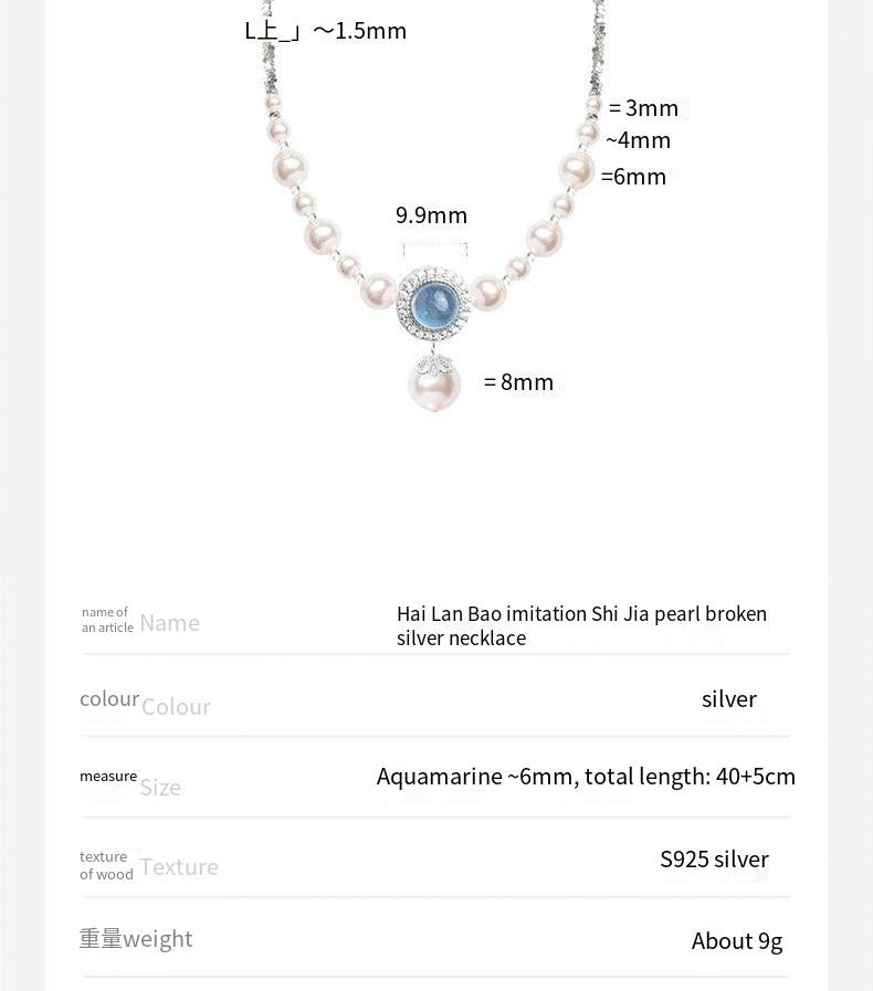 s925 sterling silver aquamarine necklace bracelet