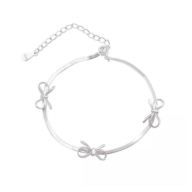 S925 Sterling Silver Bow Snake Bone Bracelet