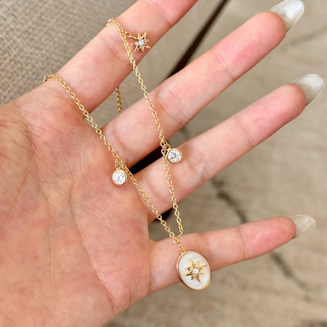 Natural Beimu star chart, shell star necklace, bracelet set