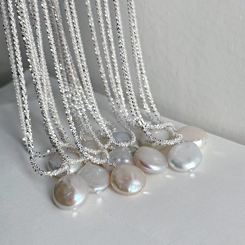 S925 Sterling Silver Baroque Freshwater Pearl Necklace