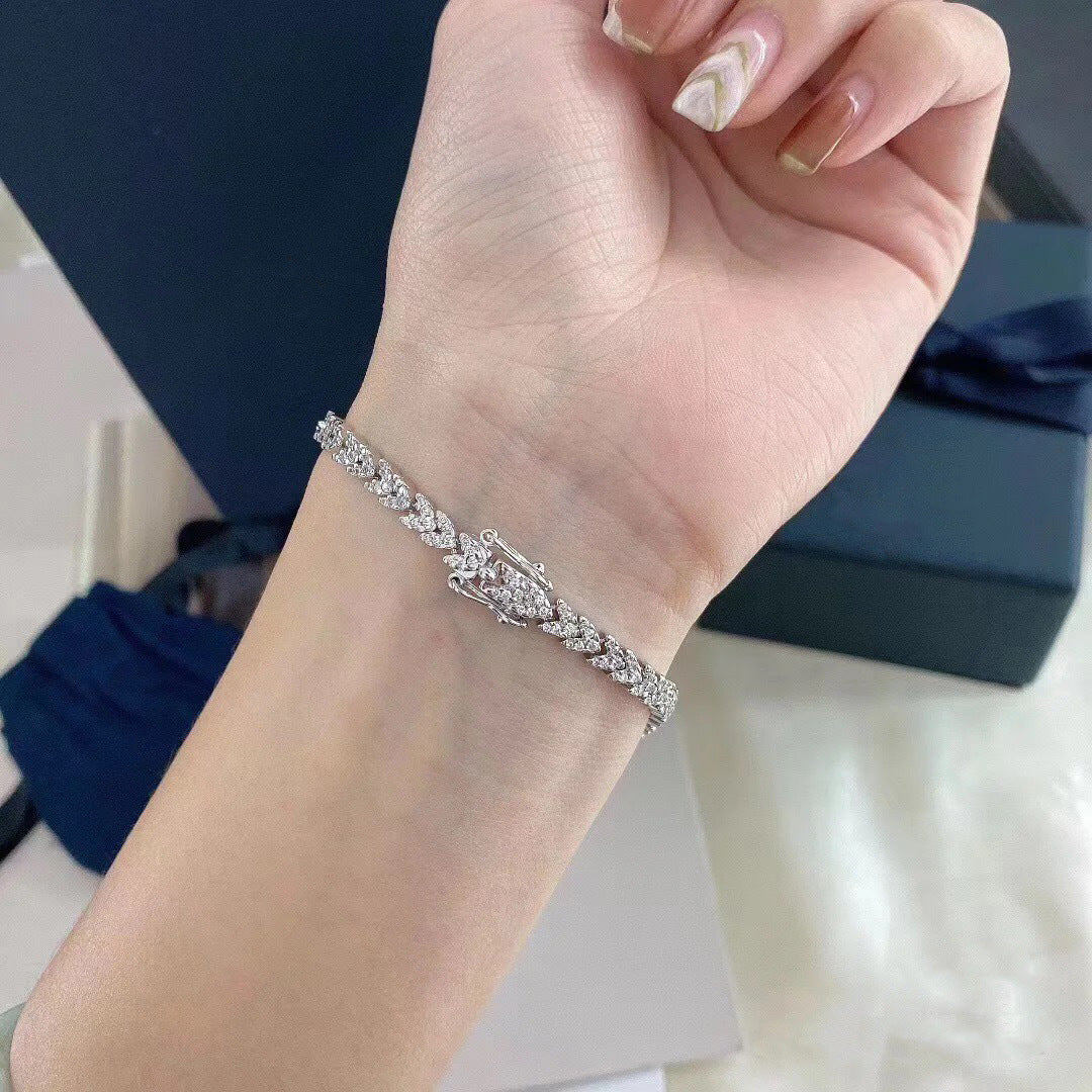 925 Sterling Silver Light Luxury Full Diamond Gold Color Inlaid High Carbon Diamond Bracelet