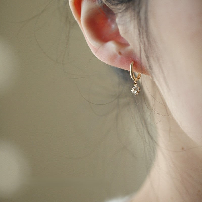 Shiny ball S925 silver plated 14K gold earrings