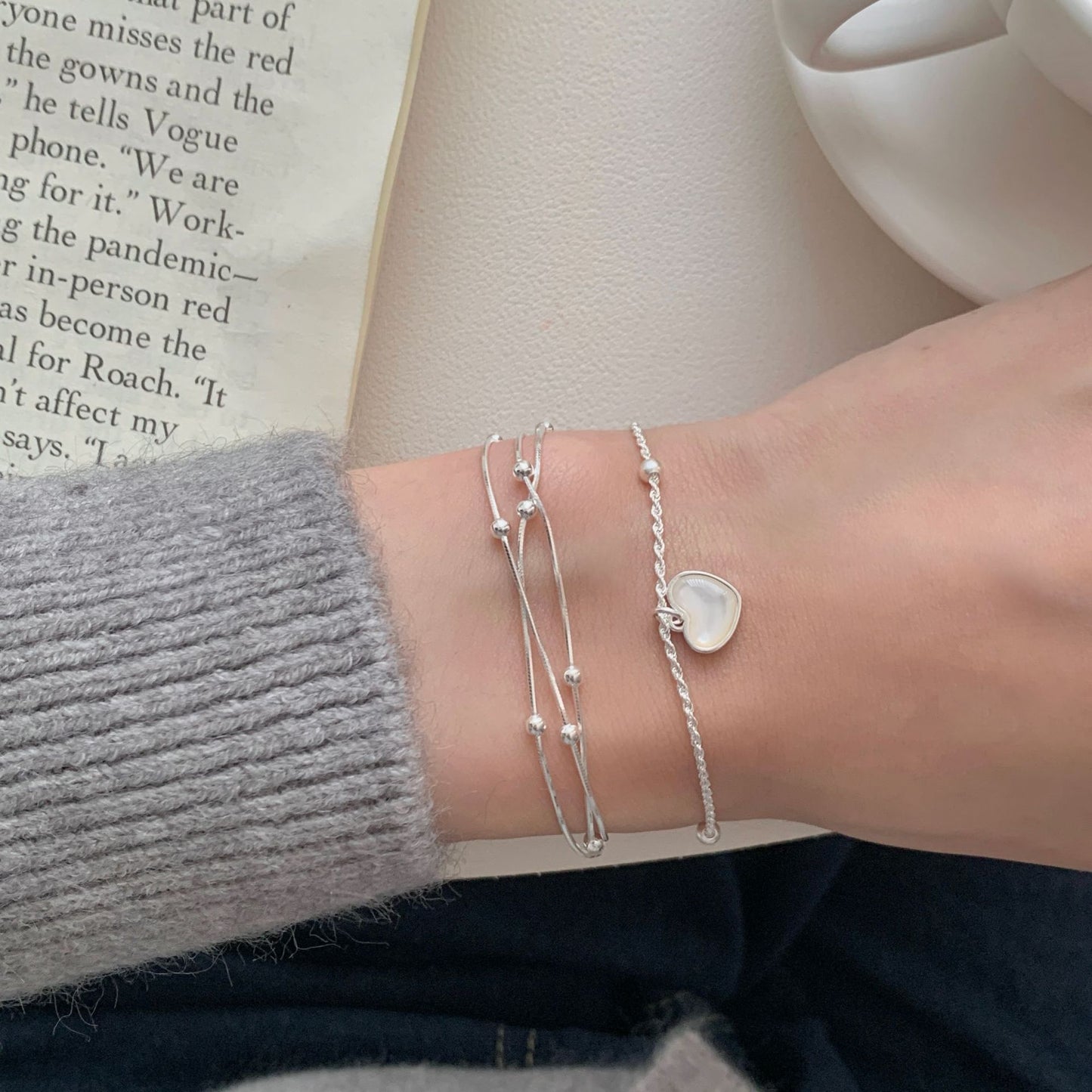 S925 Sterling Silver Love Fritillaria Twist Pull Bracelet