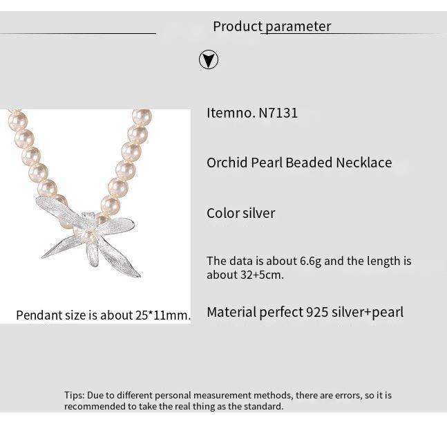 925 Sterling Silver Pearl Orchid Necklace