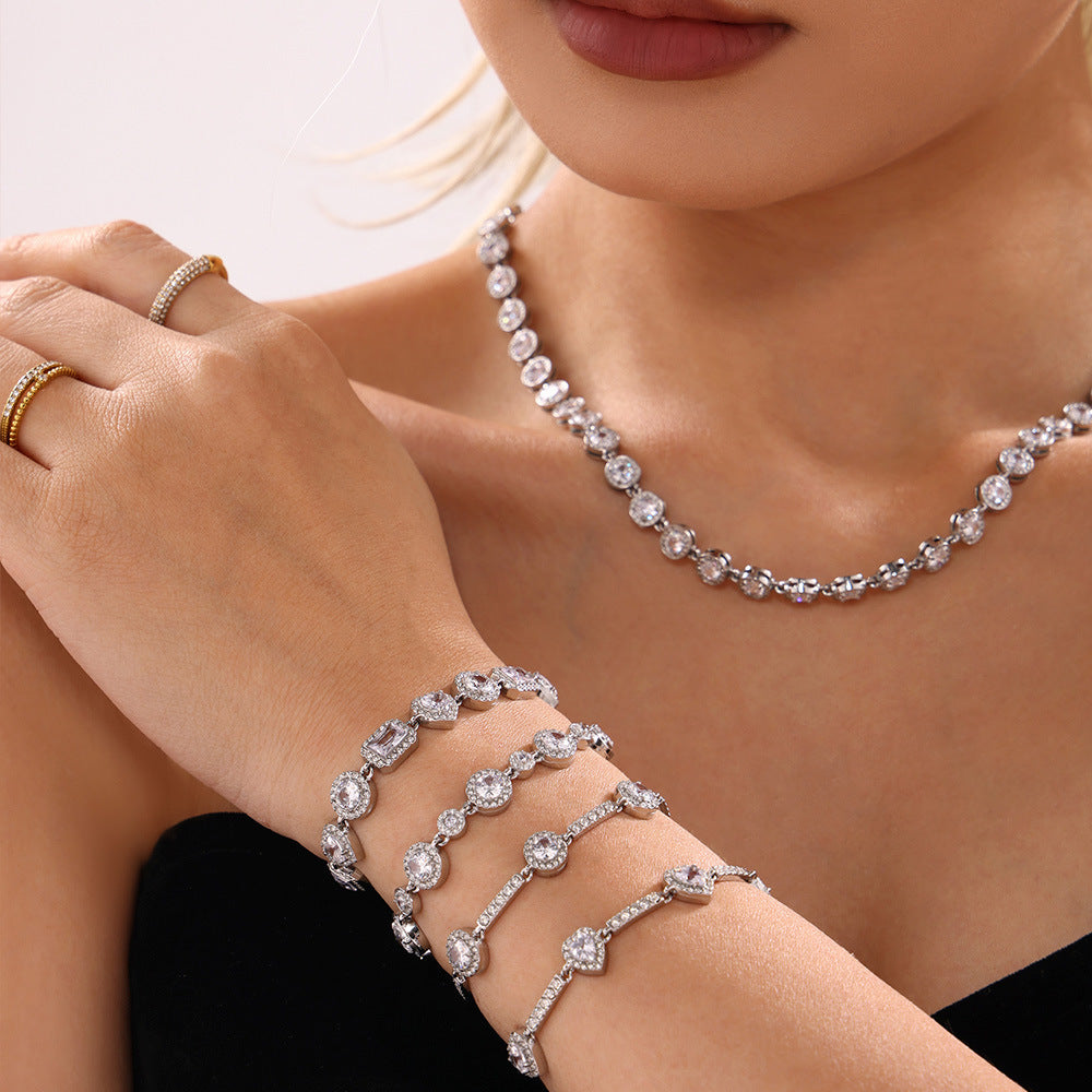 Stainless Steel Handmade Inlaid Super Flash Geometric Zircon Gestar Bracelet