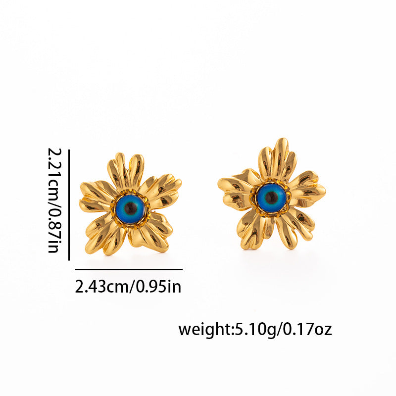 Stainless Steel Flower Texture Earrings