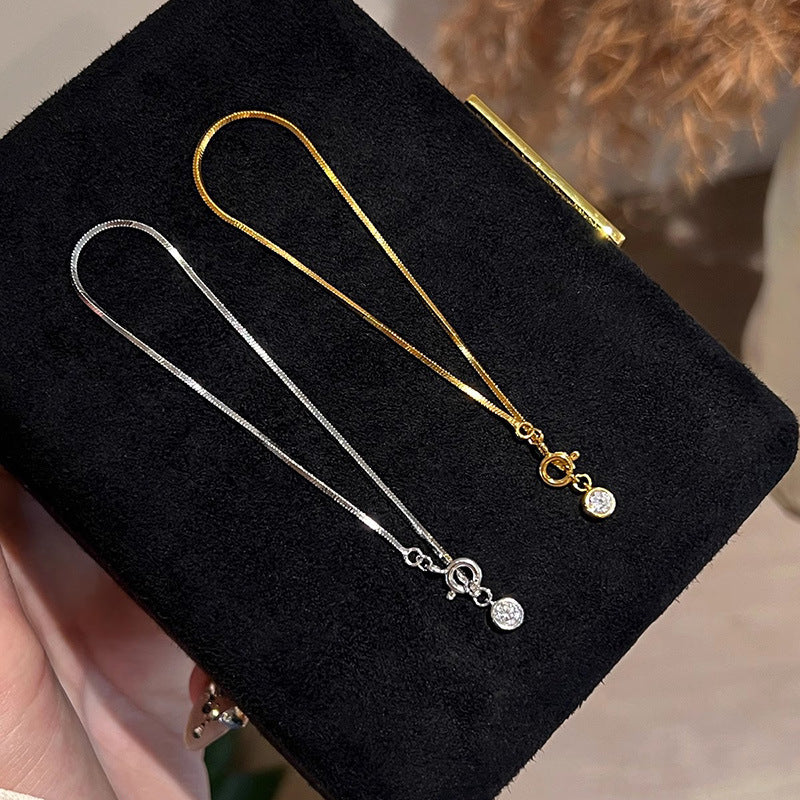 S925 Sterling Silver Bubble Small Round Diamond Snake Bone Bracelet