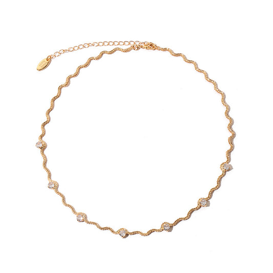 Zircon Embellished Irregular Chain Necklace