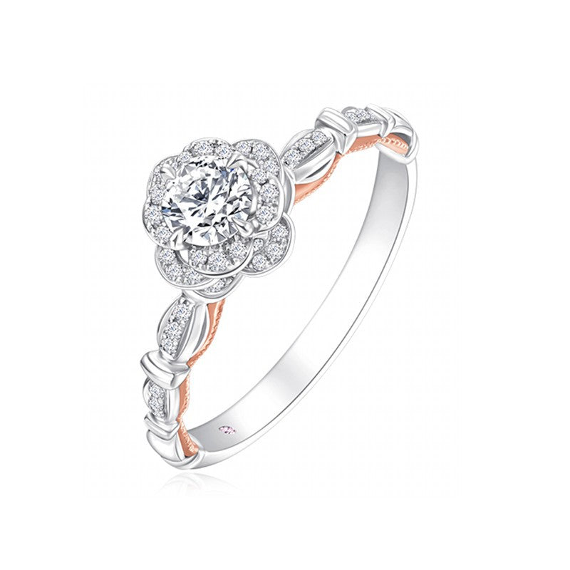 Mozambique Diamond Escaping Princess s925 Pure Silver 30 Cent Diamond Ring