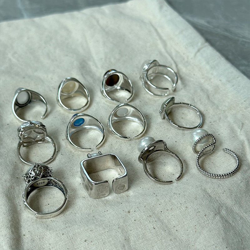 Ring Combination s925 sterling silver + gem series ring