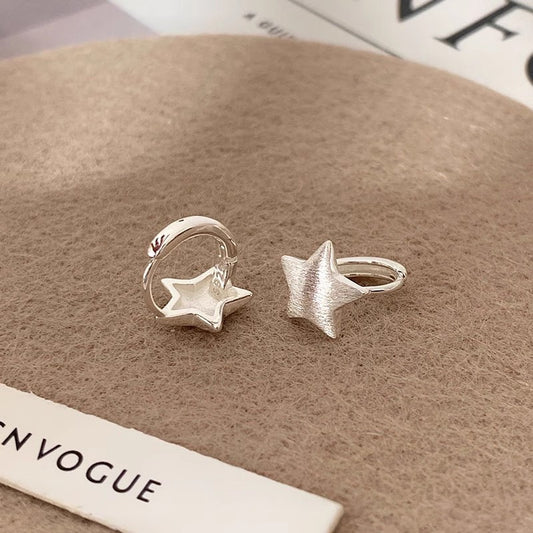 s925 sterling silver cute brushed star earrings