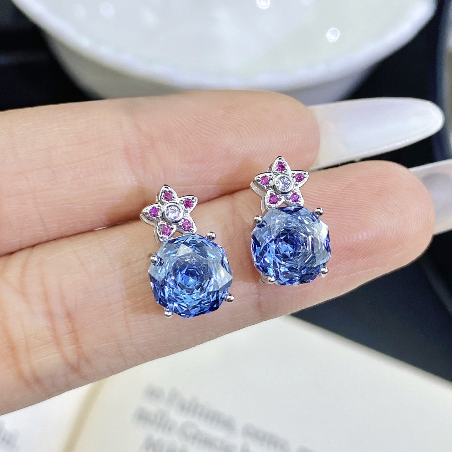 Octagonal rose bracelet necklace earrings ring set
