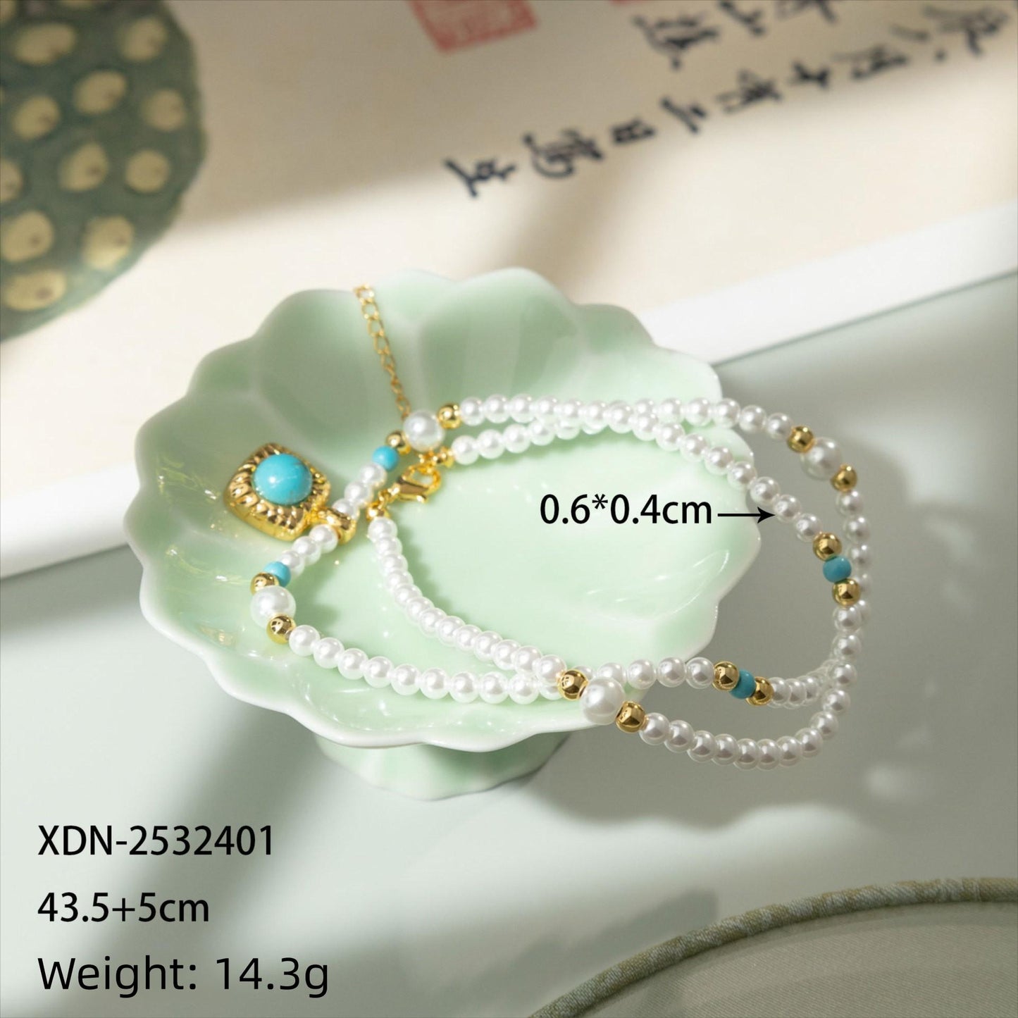 turquoise stone Pearl Necklace