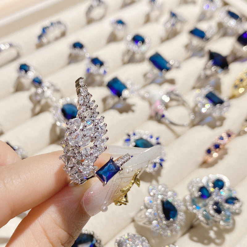 Blue corundum diopside colored treasure ring