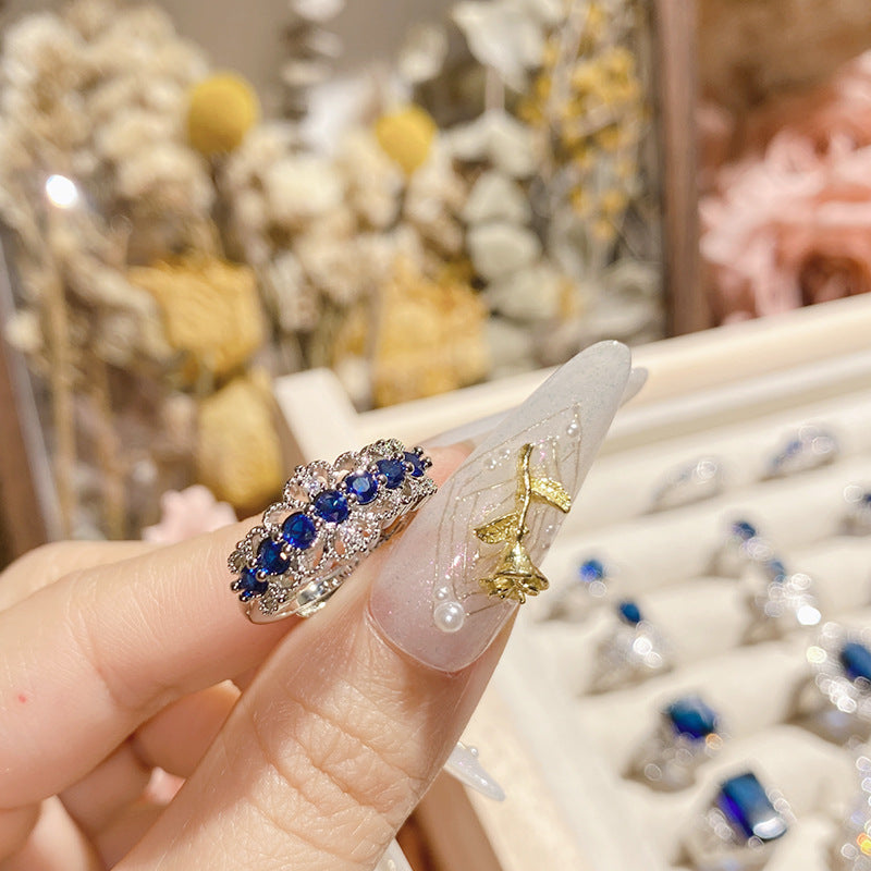 Blue corundum diopside colored treasure ring