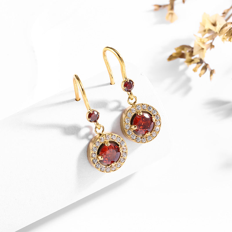 أقراط من الفولاذ المقاوم للصدأ عيار 18 قيراطًا مرصعة بالزركون، مصنوعة من الذهب والتيتانيوم