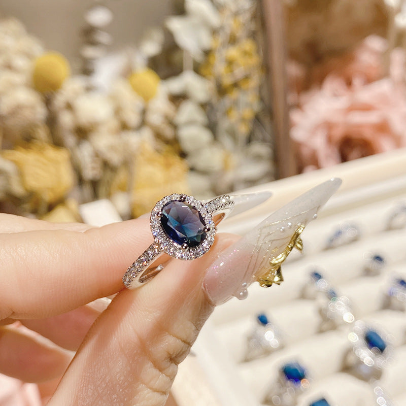 Blue corundum diopside colored treasure ring