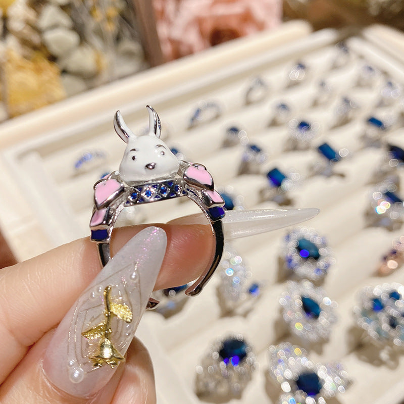 Blue corundum diopside colored treasure ring