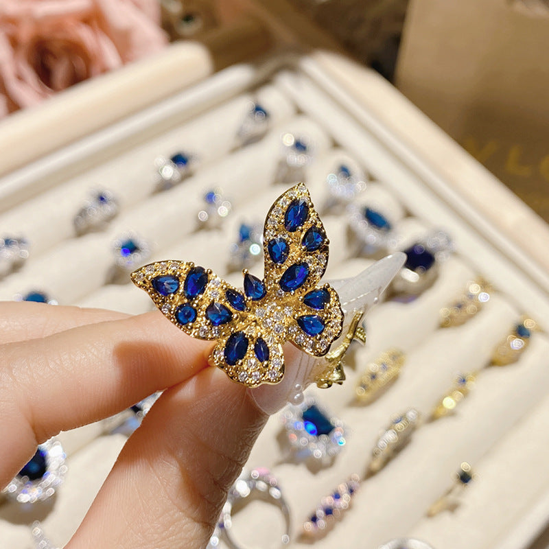 Blue corundum diopside colored treasure ring