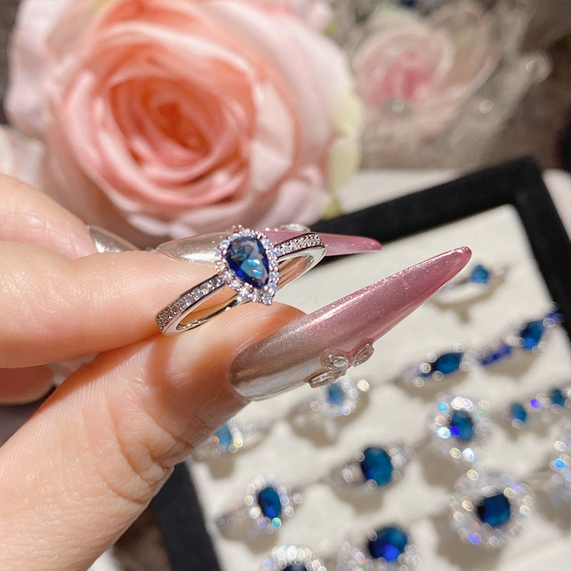 Blue corundum colorful ring