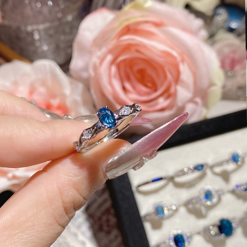 Blue corundum colorful ring