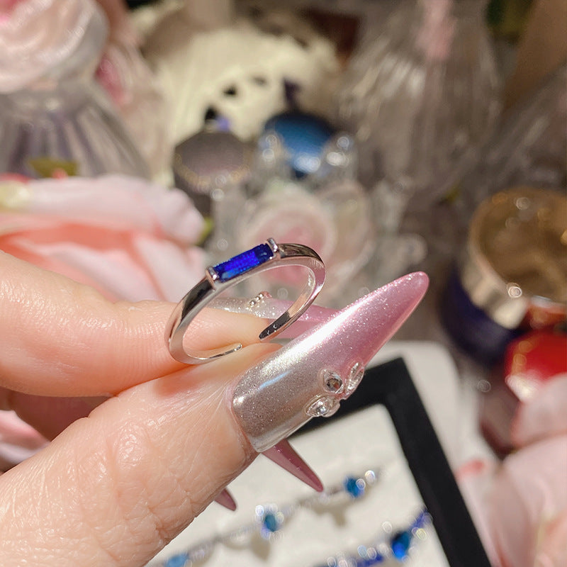 Blue corundum colorful ring