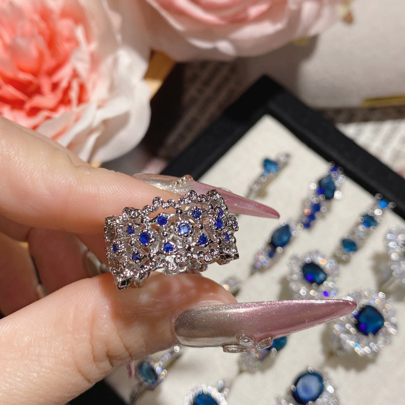 Blue corundum colorful ring