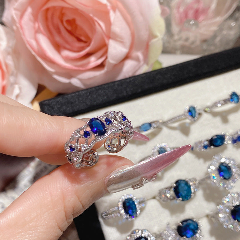 Blue corundum colorful ring