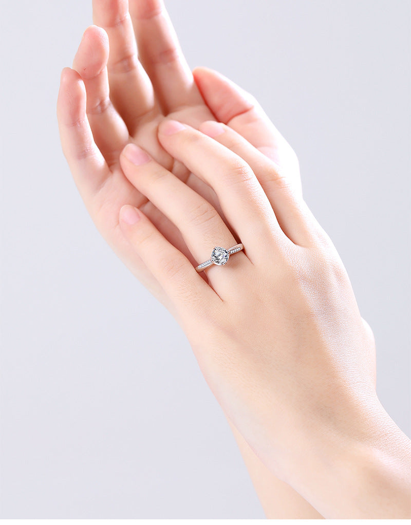 S925 sterling silver one carat moissanite ring