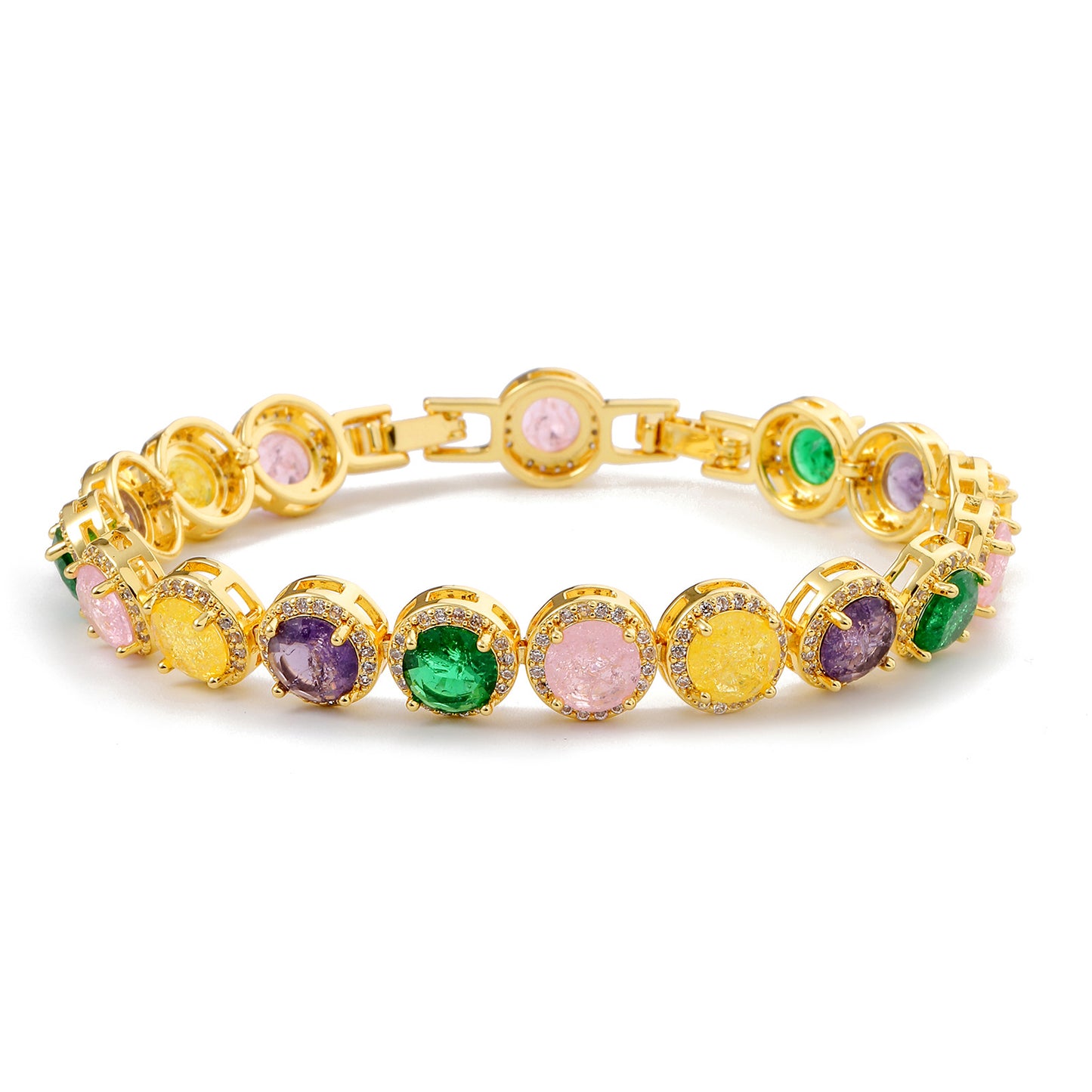 Hollow round bracelet with gold-plated inlaid zircon