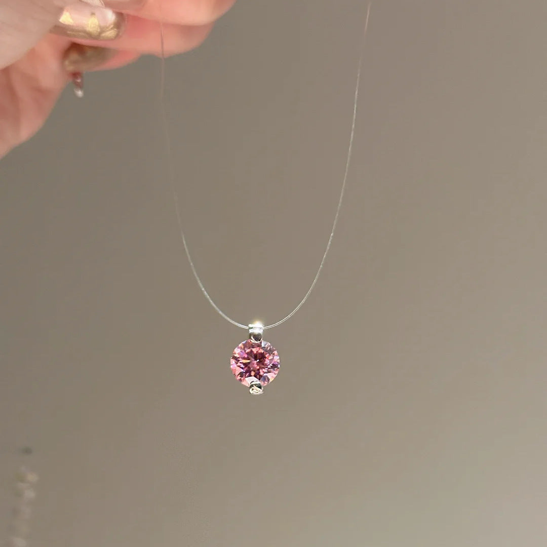 Invisible fishing line mermaid's tears zircon necklace