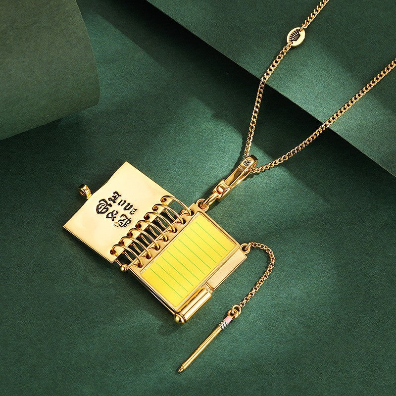 Openable Gold-Plated Pumpkin Car Jewelry Box, Book Heart Chocolate Box Pendant Keychain Sweater Chain Necklace