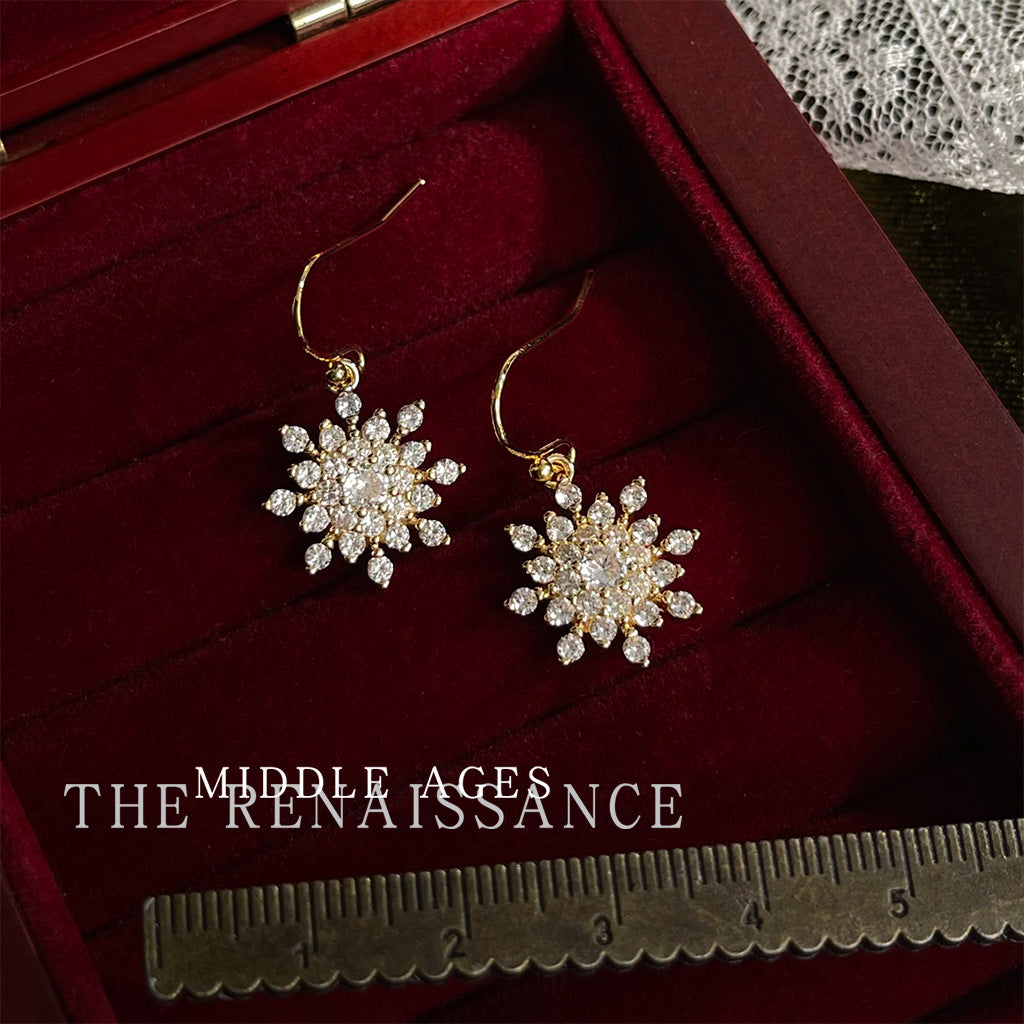 Christmas limited ~vintage Christmas series zircon bell bow earrings