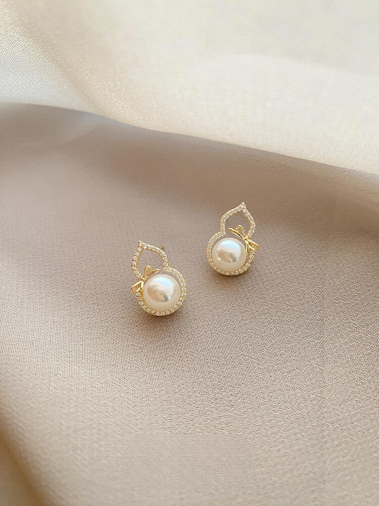 弓形ひょうたんパールイヤリング S925スターリングシルバー