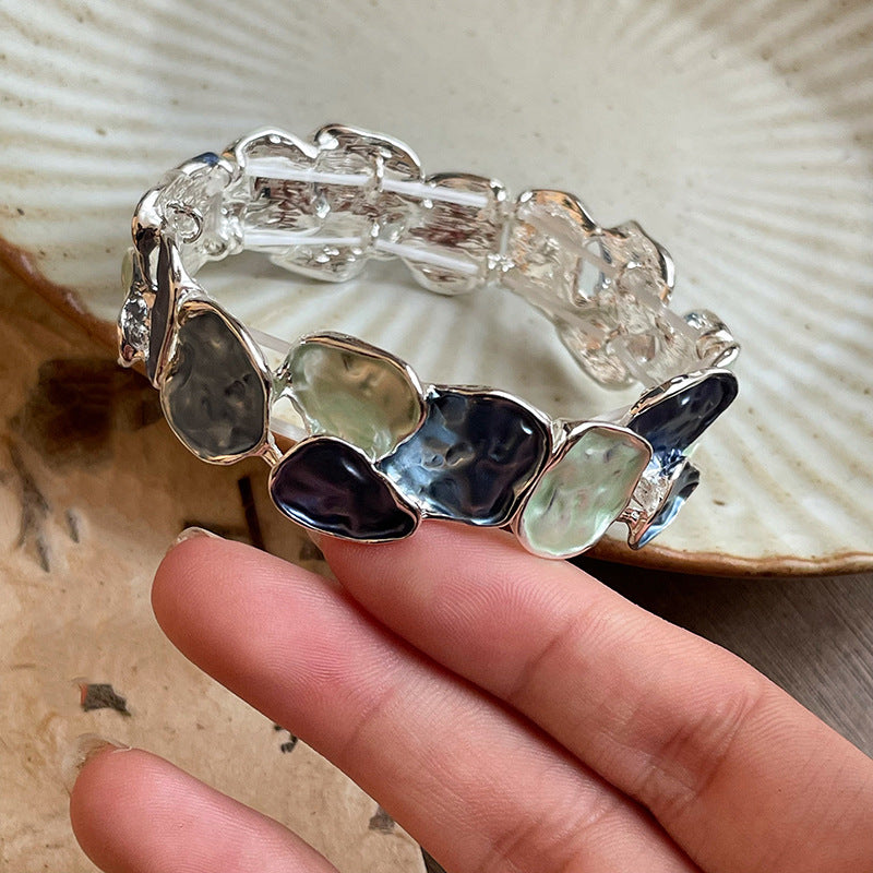 Oil dripping geometric round star butterfly color bracelet