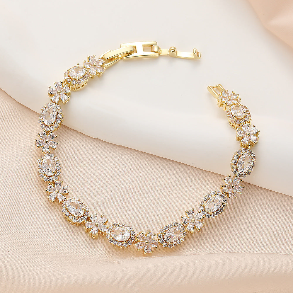 High quality zircon flower oval bracelet