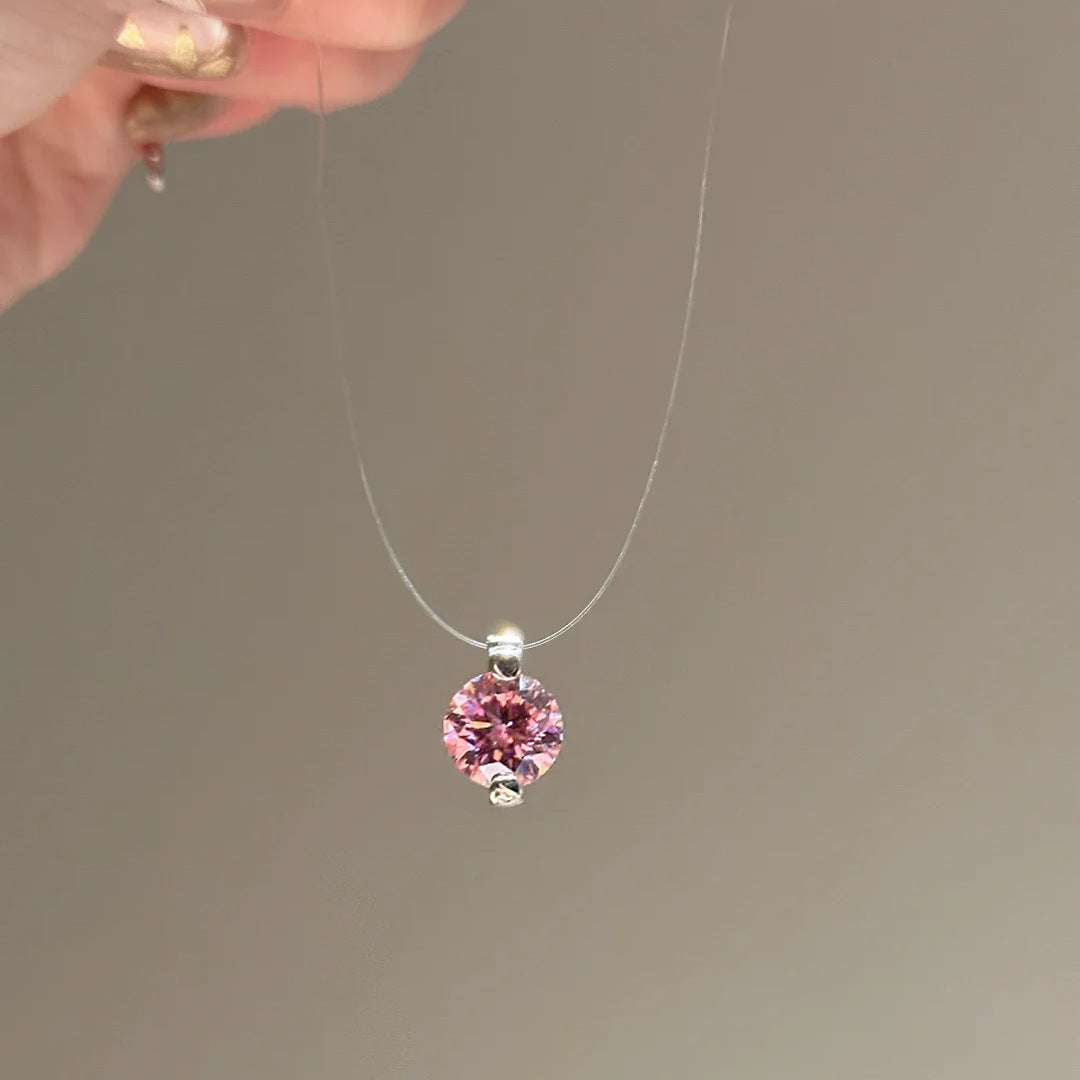 Invisible fishing line mermaid's tears zircon necklace