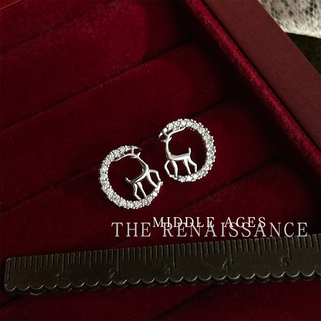 Christmas limited ~vintage Christmas series zircon bell bow earrings